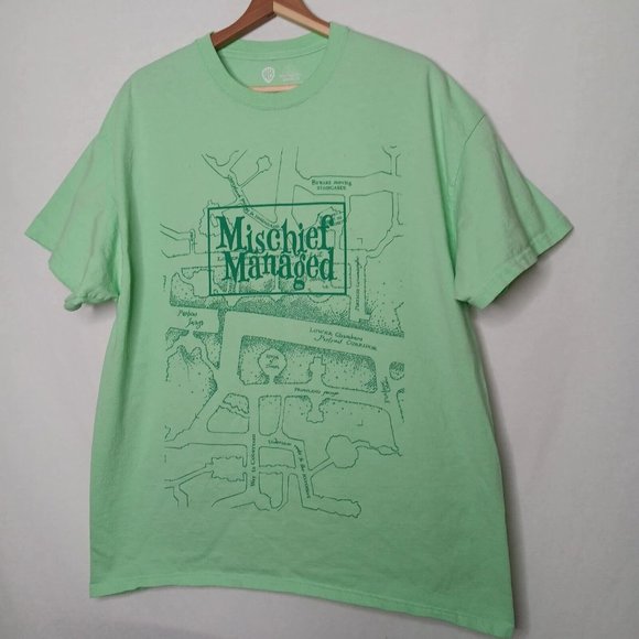 Harry Potters Wizarding World Mischief Managed XL T Shirt Green Loot Wear Magic - Picture 1 of 7